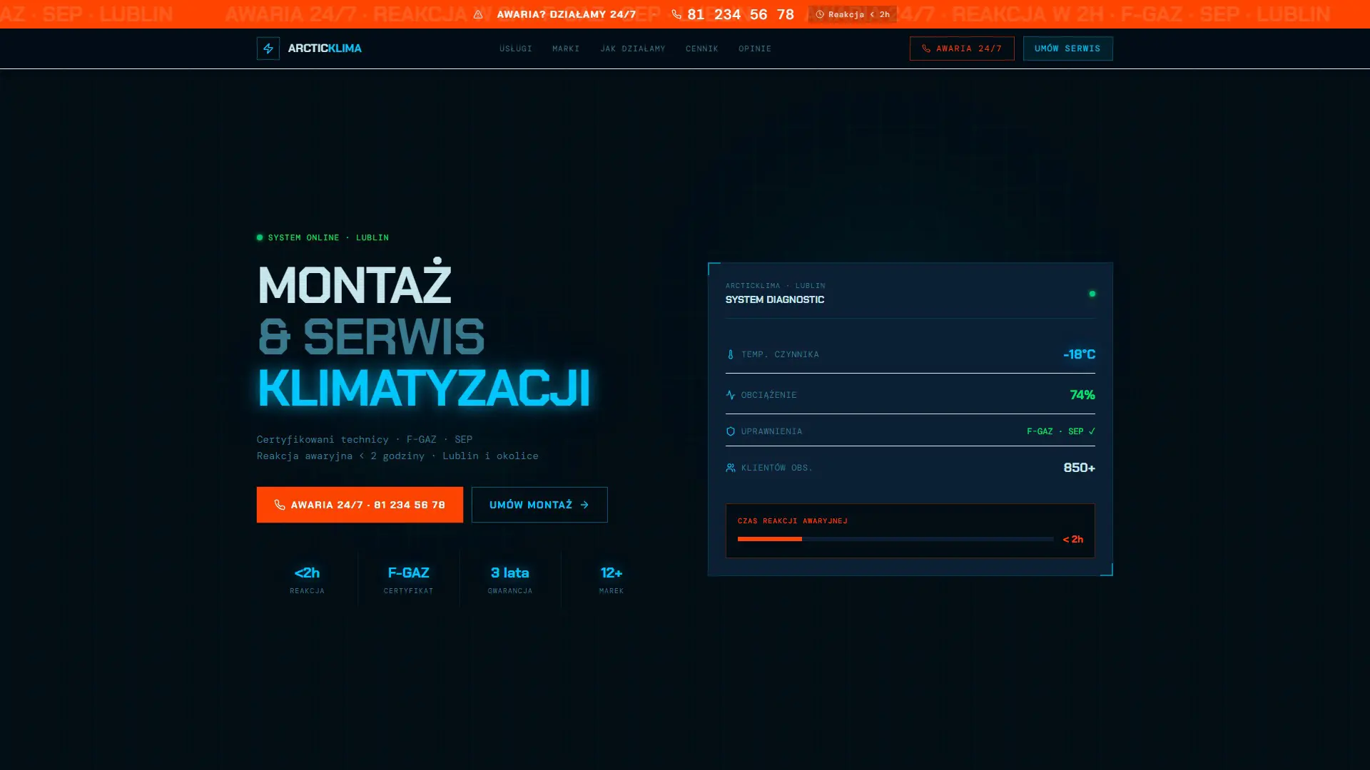 ArcticKlima Serwis — strona internetowa Next.js
